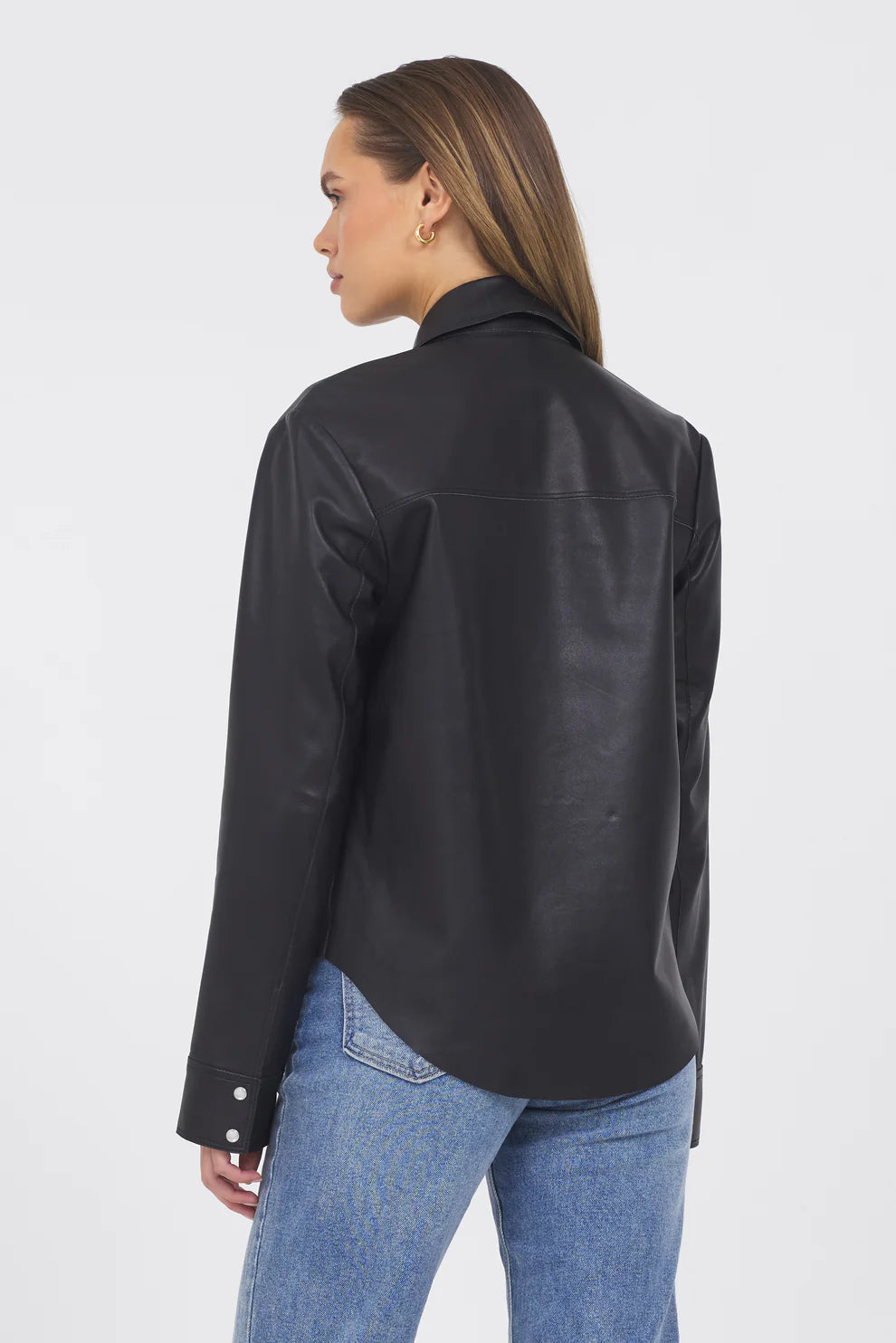 ROWAN BLACK LEATHER SHIRT JACKET 586T401