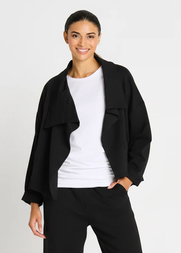 FRENCH TERRY CROPPED ASYMMETRICAL JACKET 2040FT