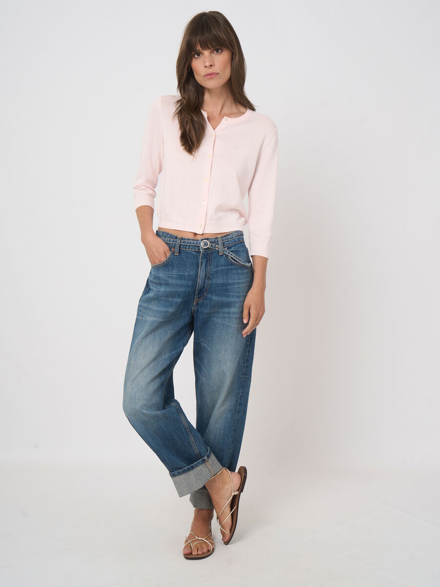 FINE KNIT CROPPED CARDIGAN 400605