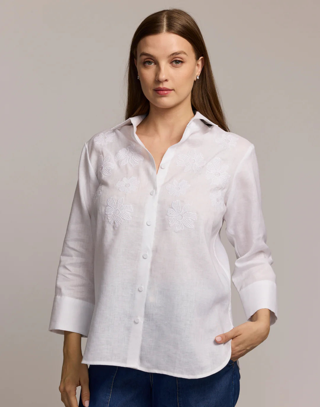 3/4 SLEEVE EMBROIDERED MARGOT