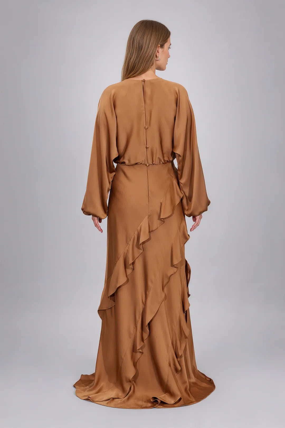 RUFFLED SATIN GOWN 91G80113