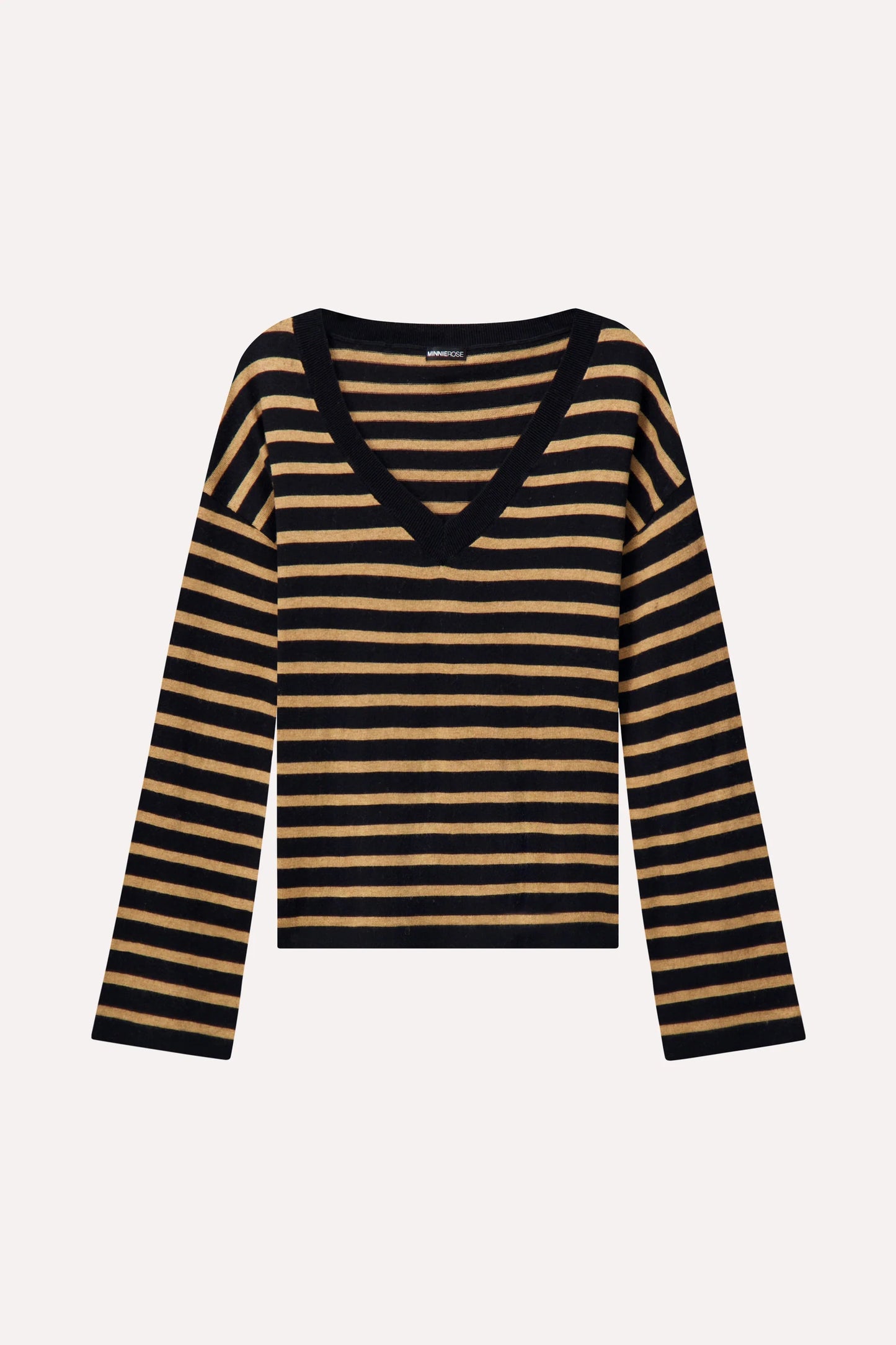 STRIPED WIDE V NECK 9306