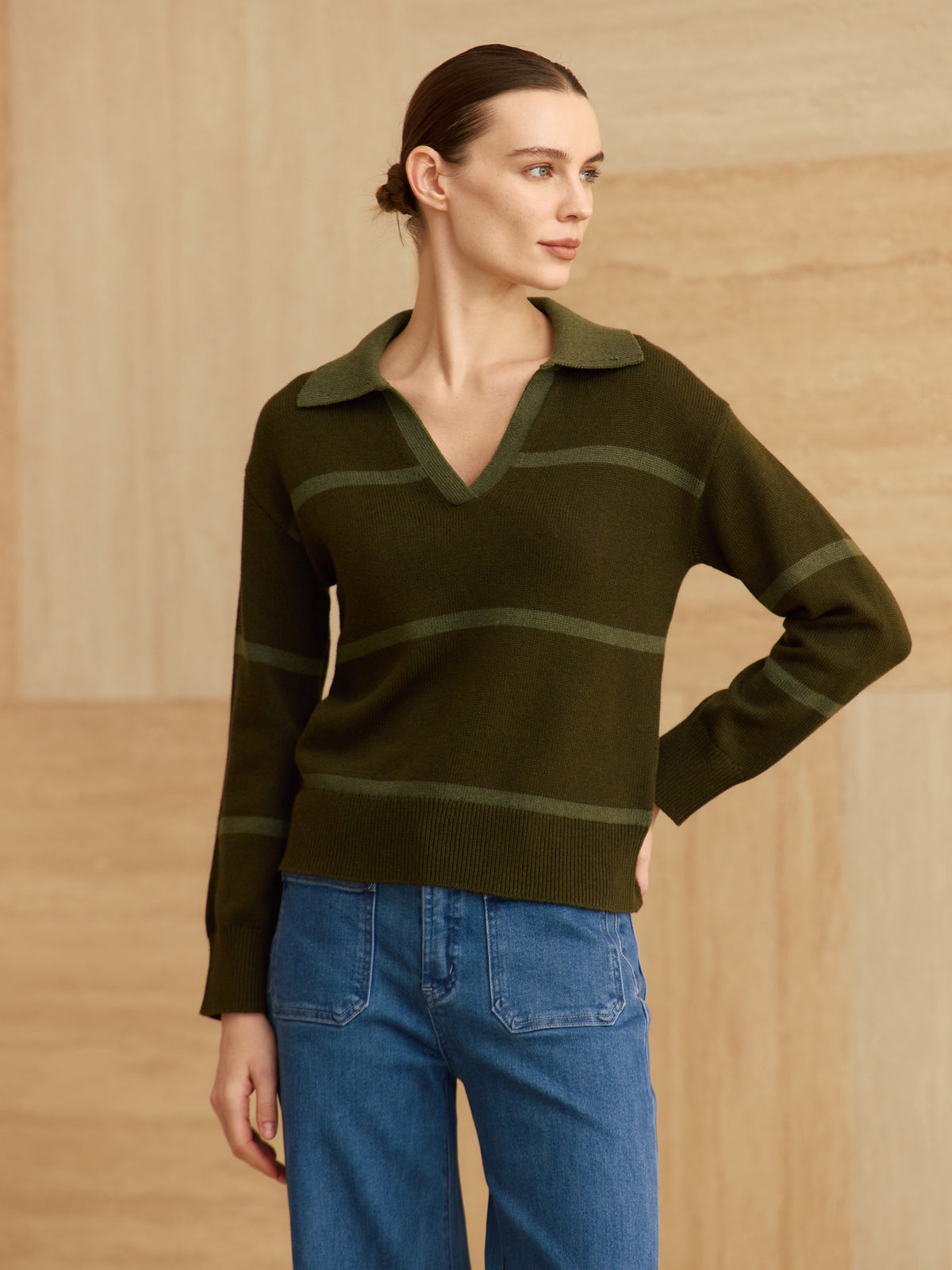 COTTON CASHMERE V NECK POLO PLT3717
