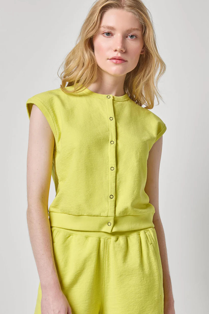 TEXTURED TERRY SLEEVELESS CARDIGAN PA3398