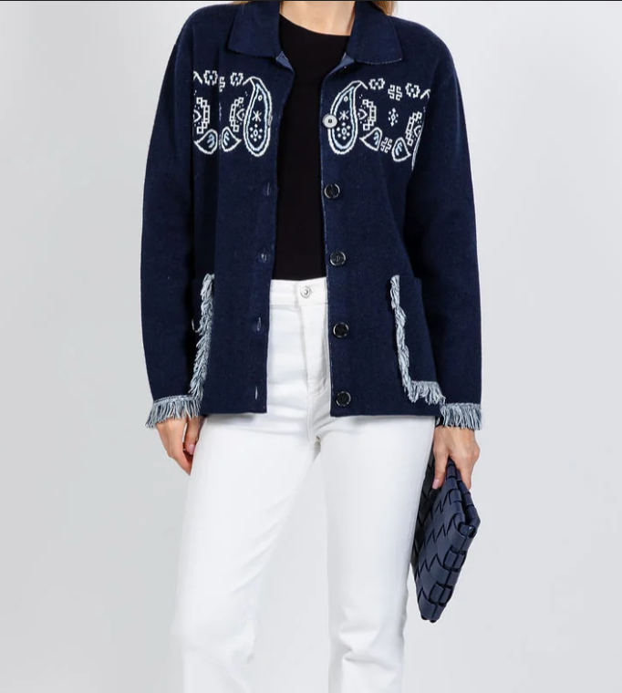 BANDANA JACQUARD JACKET W/ FRINGE 52062