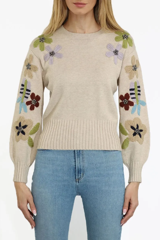 CREWNECK WITH MULTI COLOR EMBROIDERY 32676