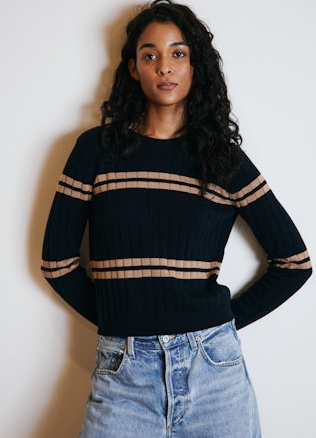 CROPPED PANEL RIB SWEATER N13797