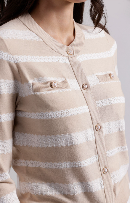 LACE STRIPE CARDIGAN 8684