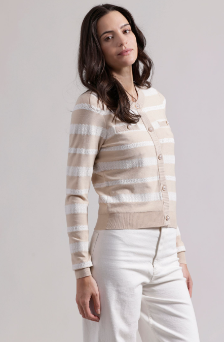 LACE STRIPE CARDIGAN 8684