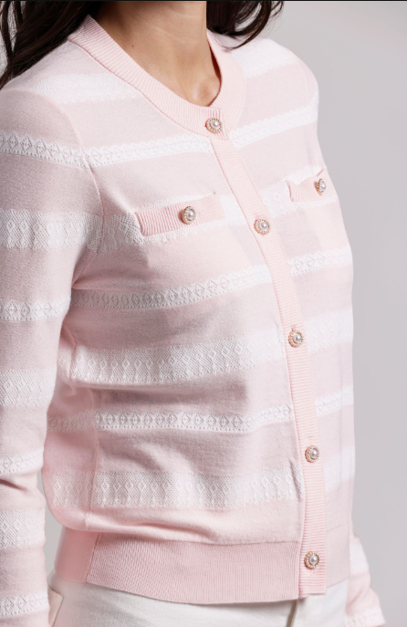 LACE STRIPE CARDIGAN 8684