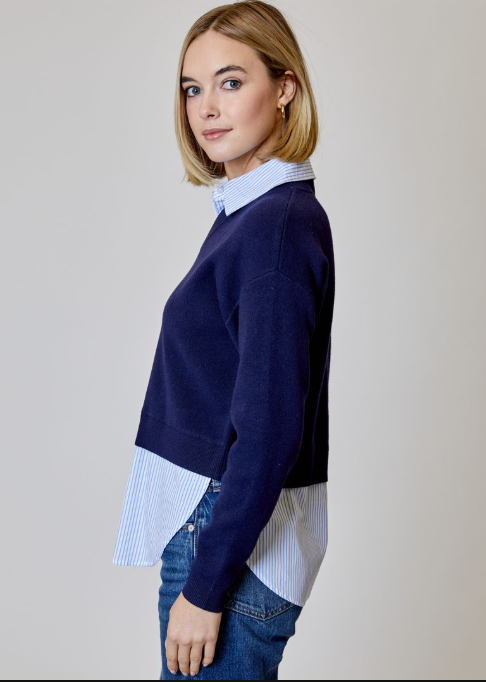 V NECK SWEATER W/ BLOUSE BQY0212012
