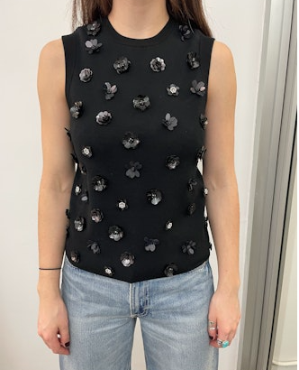 VISCOSE SHELL W/ FLORAL SEQUIN 95131