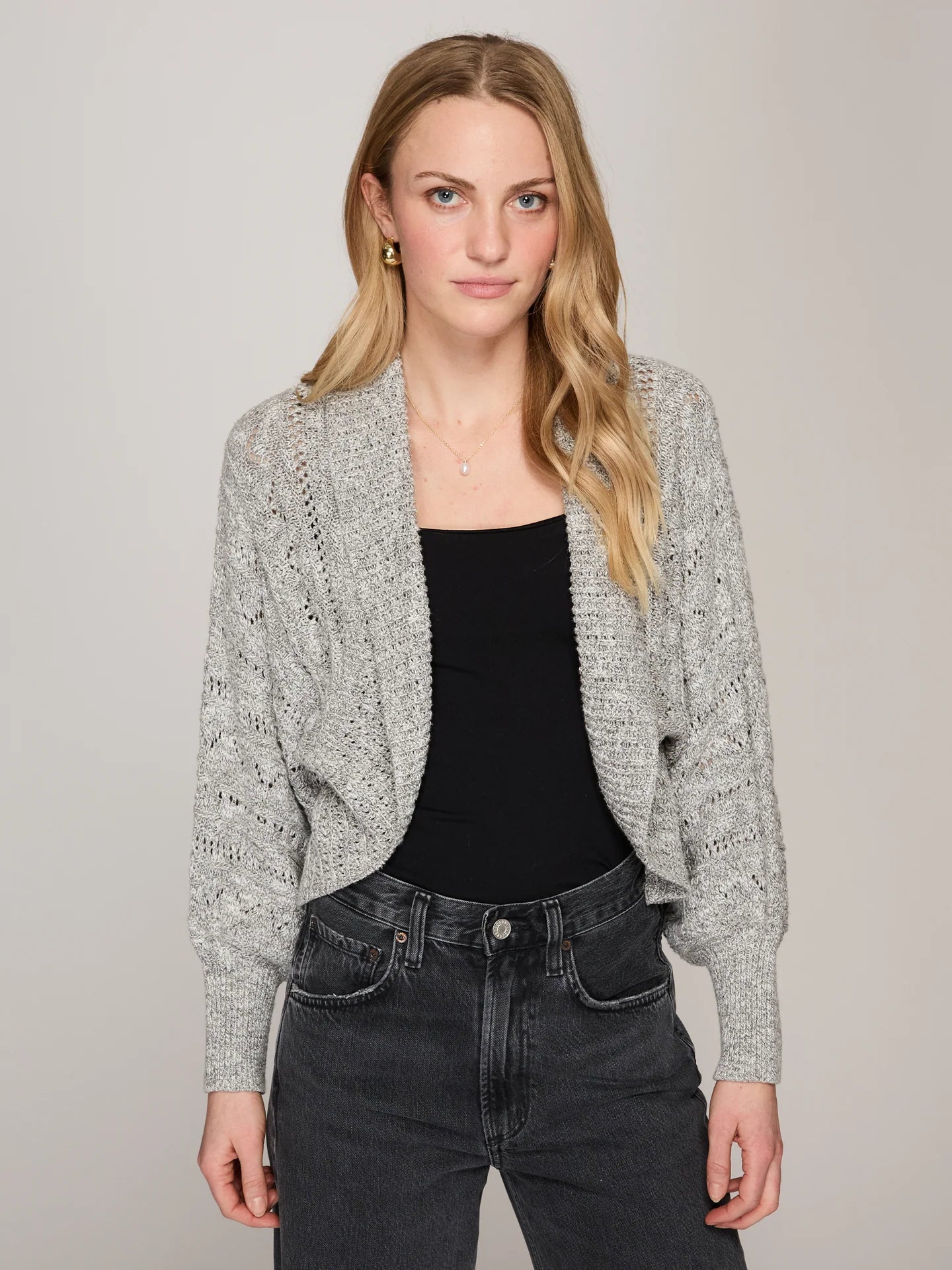 TWEEDY POINTELLE SHRUG NSS14594