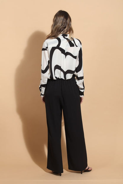 PRINTED BLOUSE W/ FRILL TRIM B762