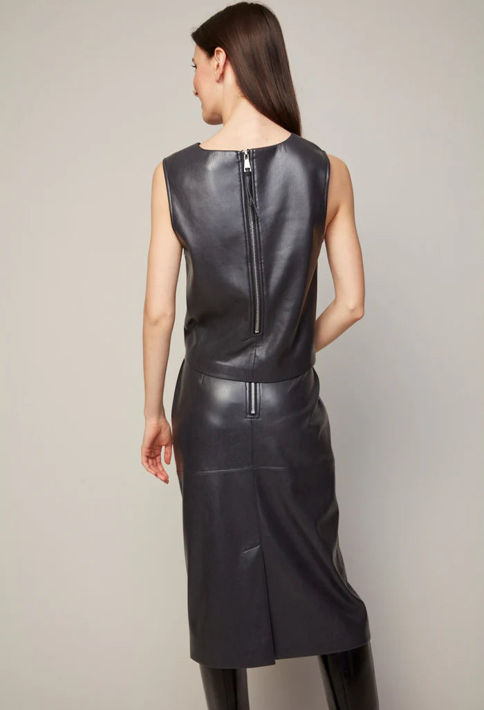 BONNIE VEGAN LEATHER SLEEVELESS TOP 7020-2000
