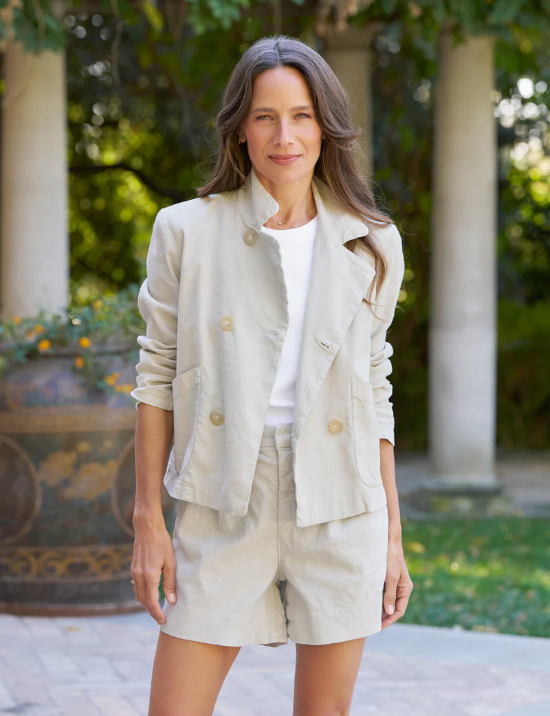 CROPPED ENGLISH PEACOAT LINEN