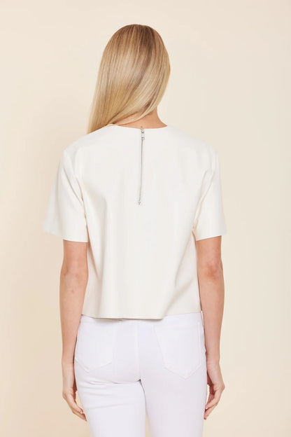 FAUX LEATHER CROPPED SHIRT 145