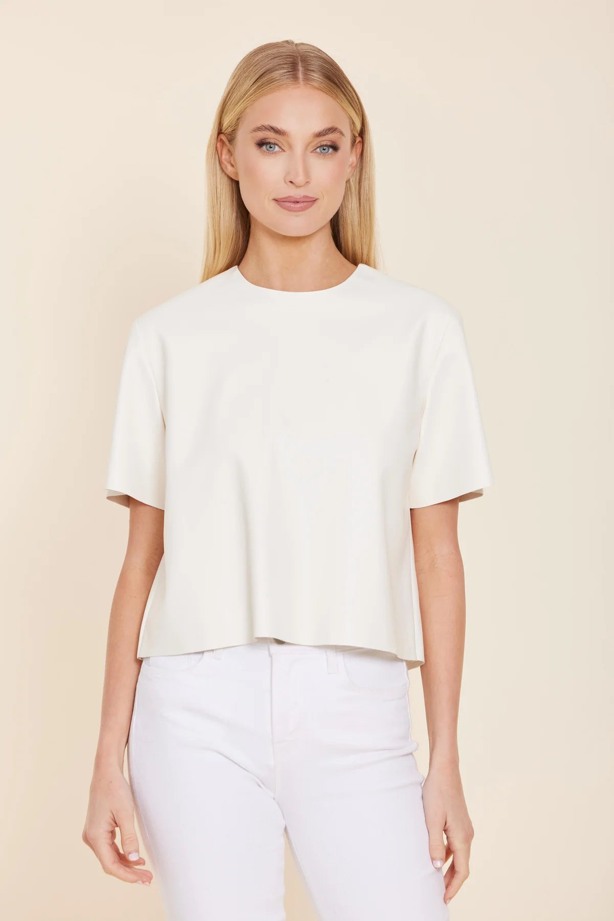 FAUX LEATHER CROPPED SHIRT 145
