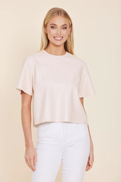 FAUX LEATHER CROPPED SHIRT 145