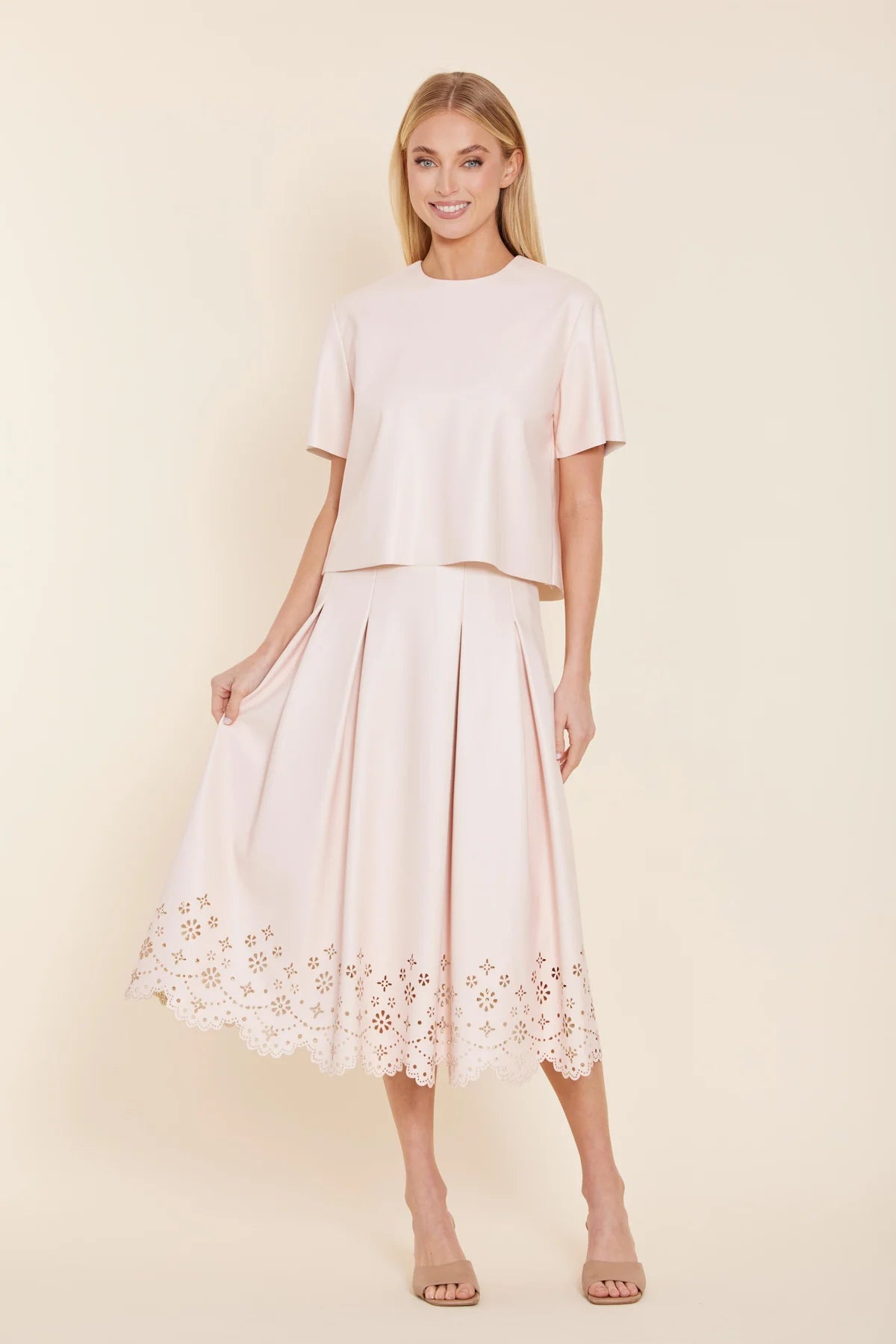 FAUX LEATHER LASER CUT SKIRT 153