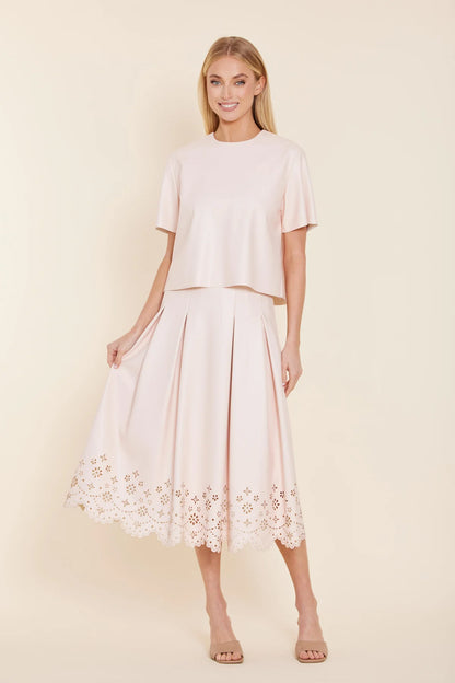 FAUX LEATHER LASER CUT SKIRT 153
