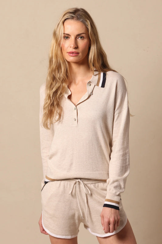 CROPPED COLLARED HENLEY 9605