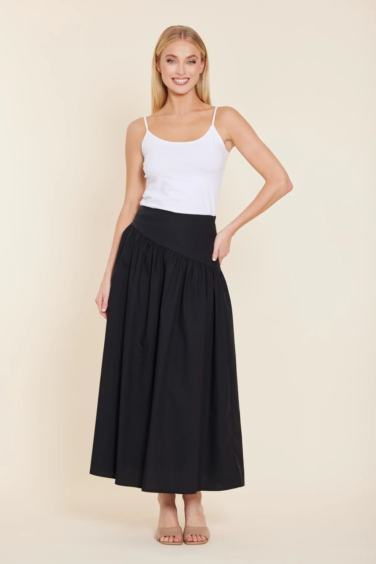 POPLIN ASYMMETRICAL DROP WAIST SKIRT184
