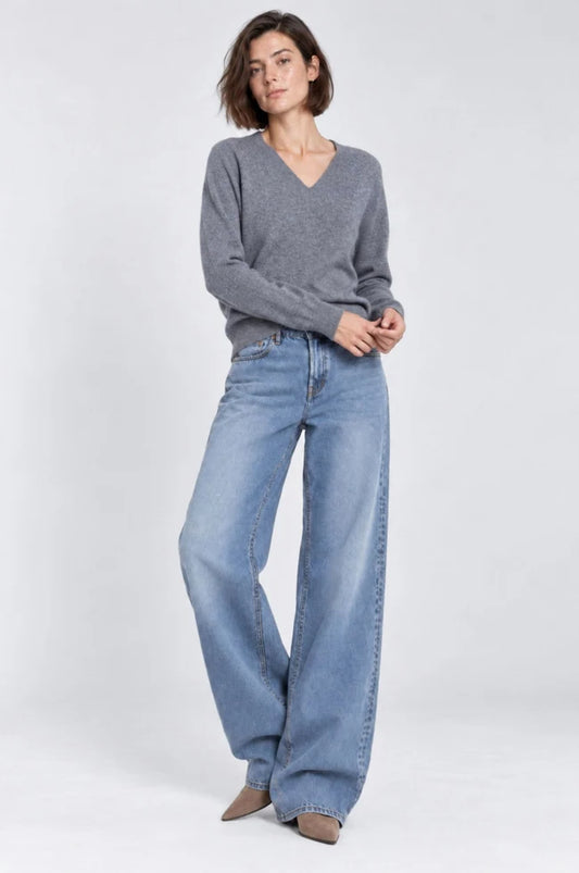 CASHMERE LONG SLEEVE SHRUNKEN V NECK 7566
