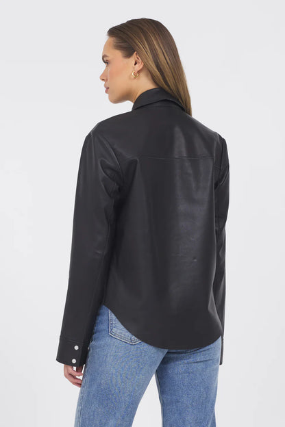 ROWAN BLACK LEATHER SHIRT JACKET 586T401