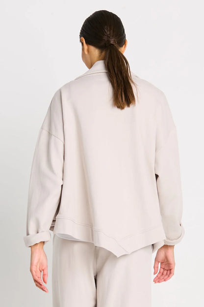 FRENCH TERRY CROPPED ASYMMETRICAL JACKET 2040FT