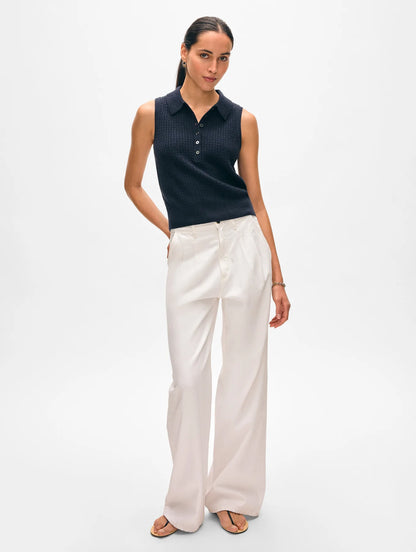 CASHMERE CABLE SLEEVELESS POLO 21304