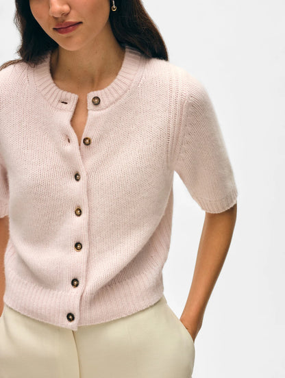 CASHMERE ELBOW SLEEVE CARDIGAN 21395
