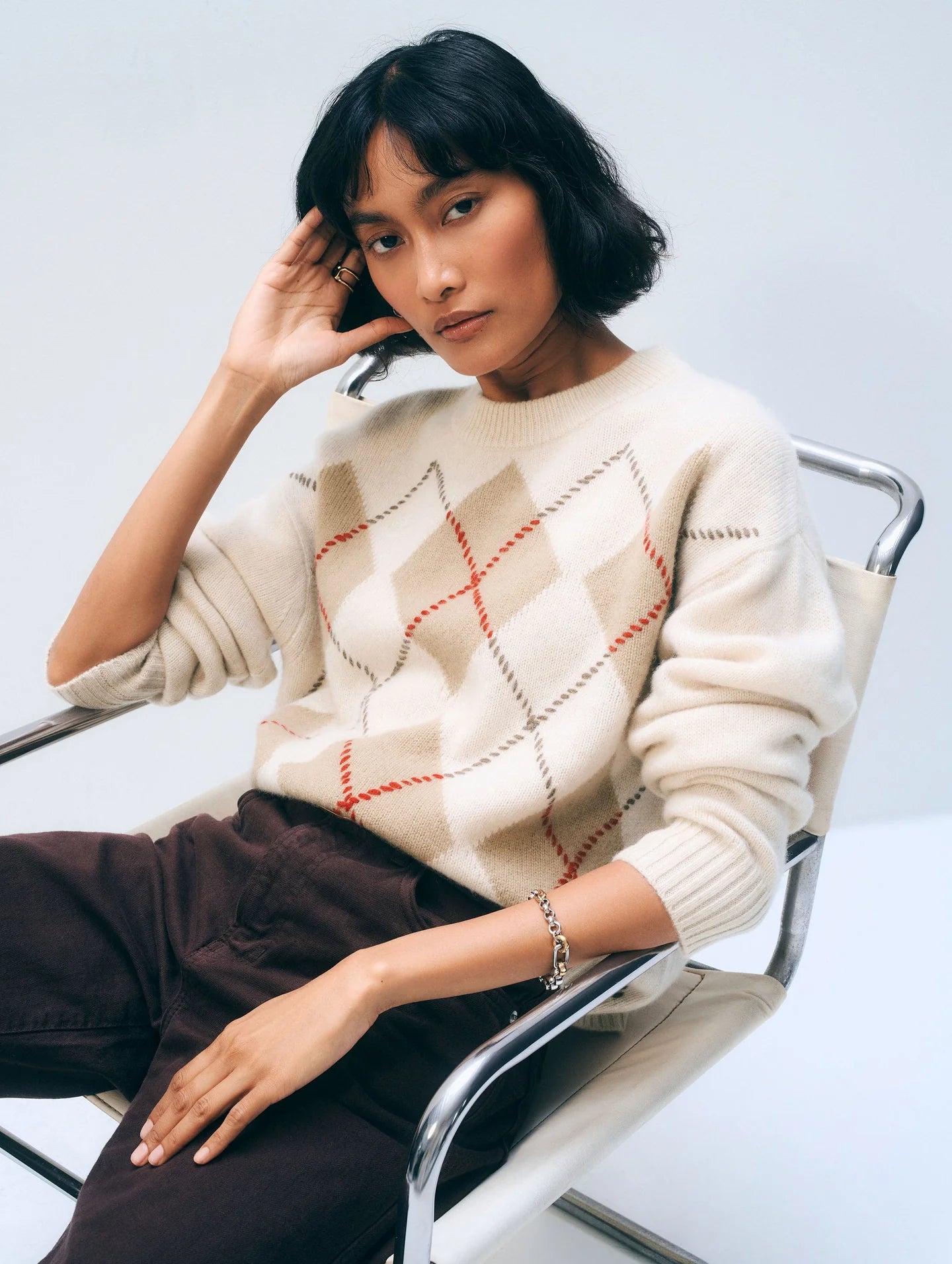 CASHMERE ARGYLE CREW 21420