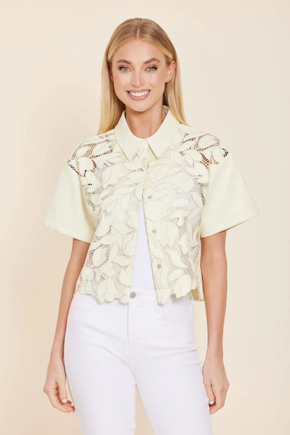 FAUX LEATHER FLORAL CUTOUT JACKET 288