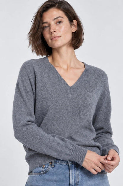 CASHMERE LONG SLEEVE SHRUNKEN V NECK 7566