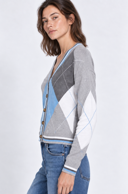 LONG SLEEVE ARGYLE CARDIGAN 99224