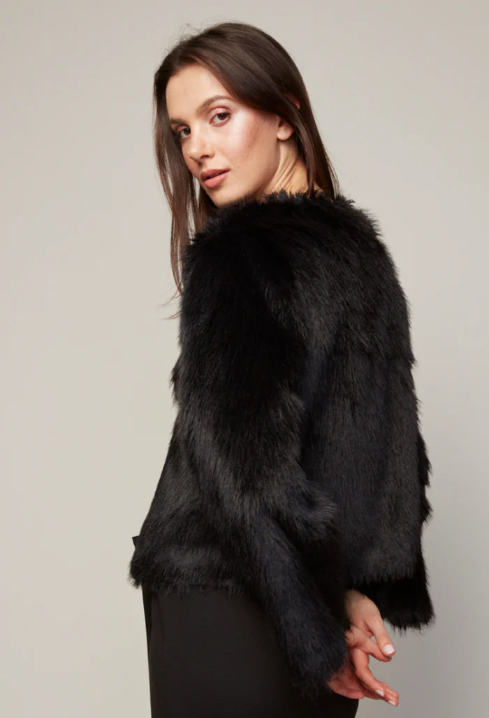 BLAINE COLLARLESS FAUX FUR JACKET 8934-2101