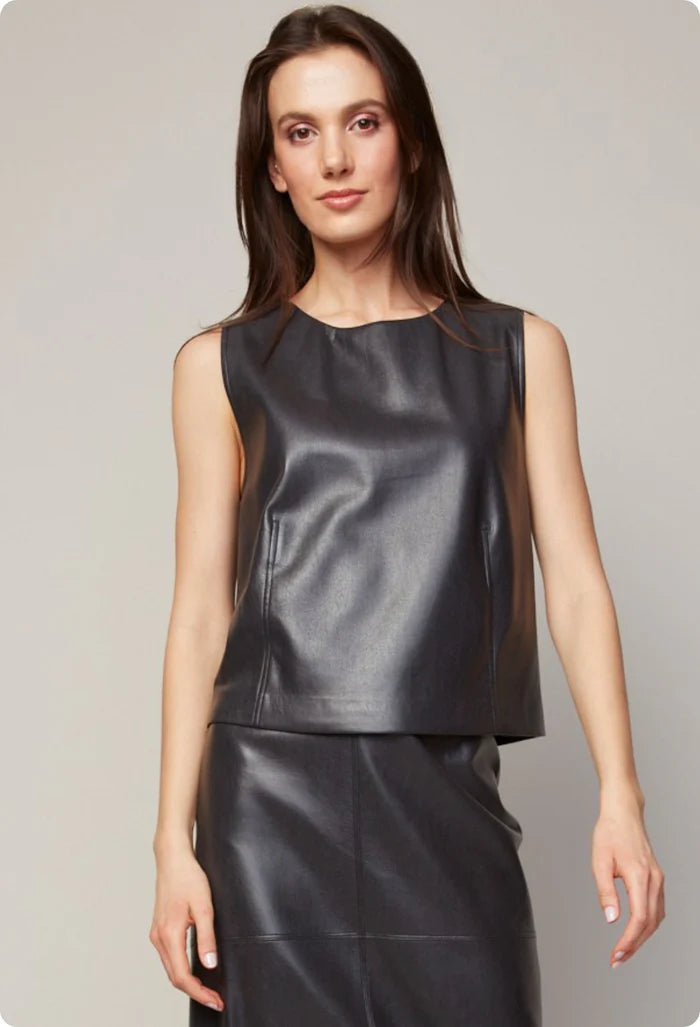 BONNIE VEGAN LEATHER SLEEVELESS TOP 7020-2000
