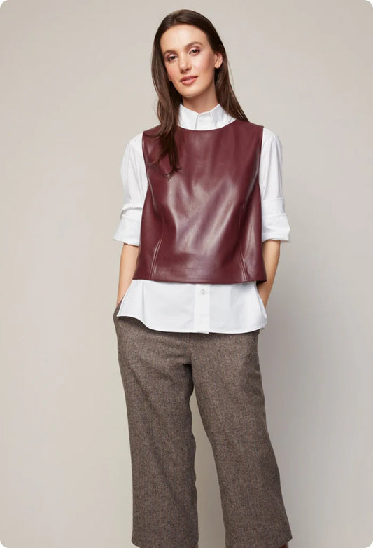 BONNIE VEGAN LEATHER SLEEVELESS TOP 7020-2000