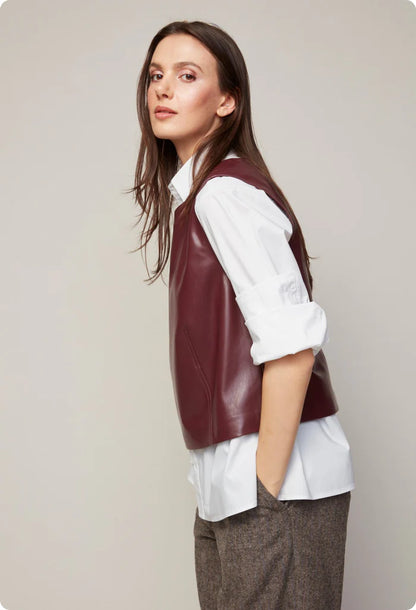 BONNIE VEGAN LEATHER SLEEVELESS TOP 7020-2000