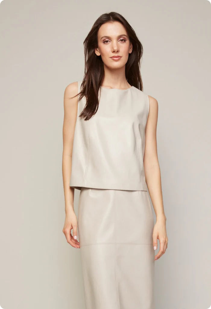 BONNIE VEGAN LEATHER SLEEVELESS TOP 7020-2000