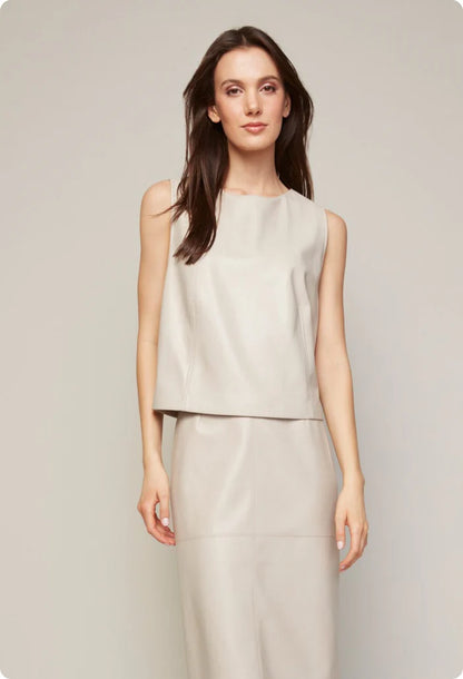 BONNIE VEGAN LEATHER SLEEVELESS TOP 7020-2000