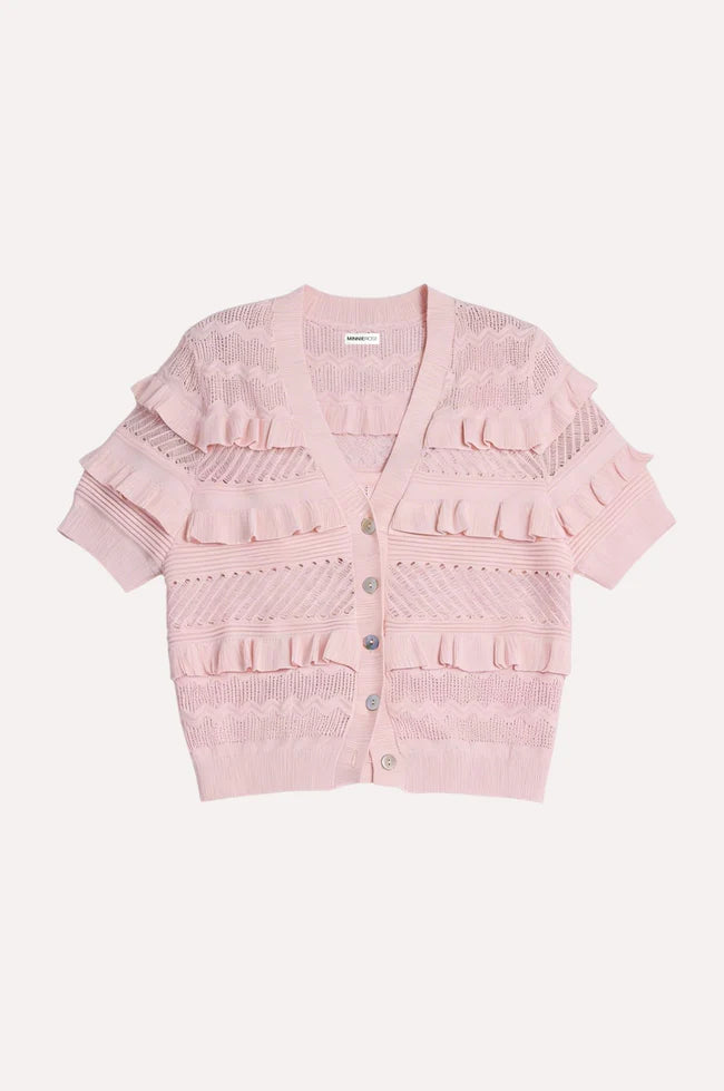 POINTELLE RUFFLE CROPPED CARDI 9798