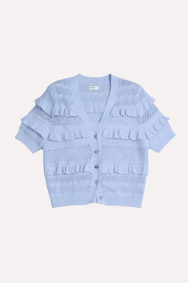 POINTELLE RUFFLE CROPPED CARDI 9798