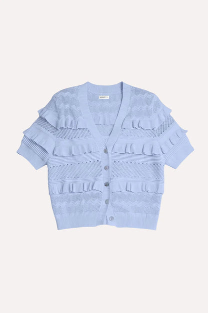 POINTELLE RUFFLE CROPPED CARDI 9798