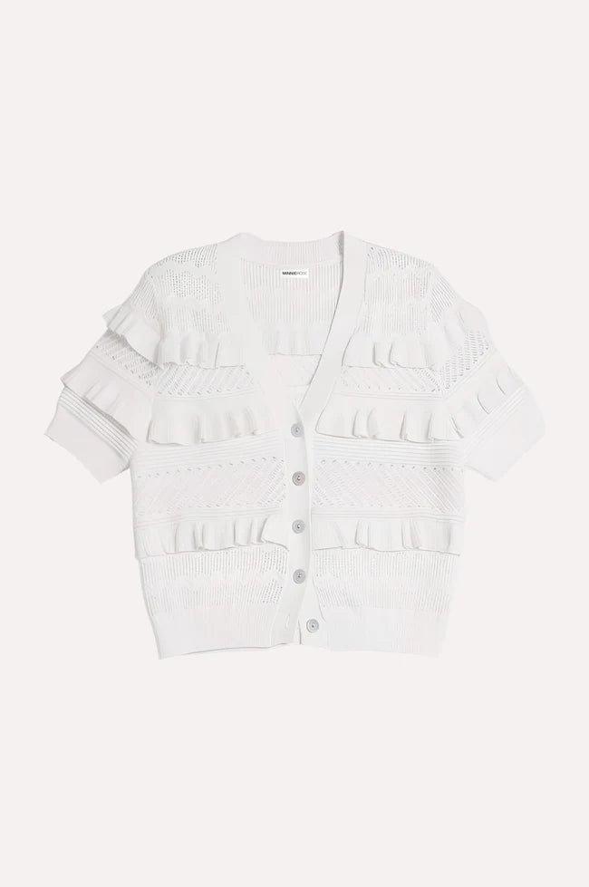 POINTELLE RUFFLE CROPPED CARDI 9798
