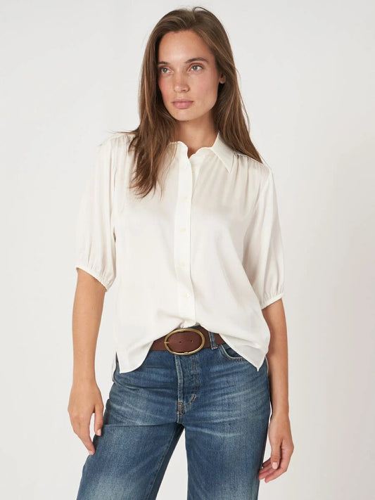 SHORT SLEEVE SILK BLOUSE 600631