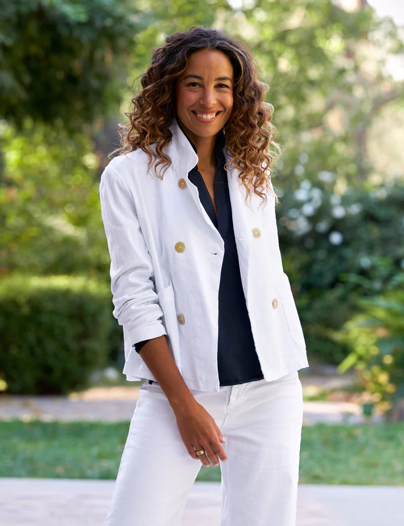 CROPPED ENGLISH PEACOAT LINEN