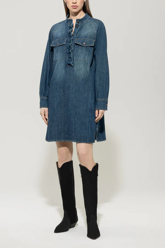 DENIM DRESS WITH RUFFLE 728606