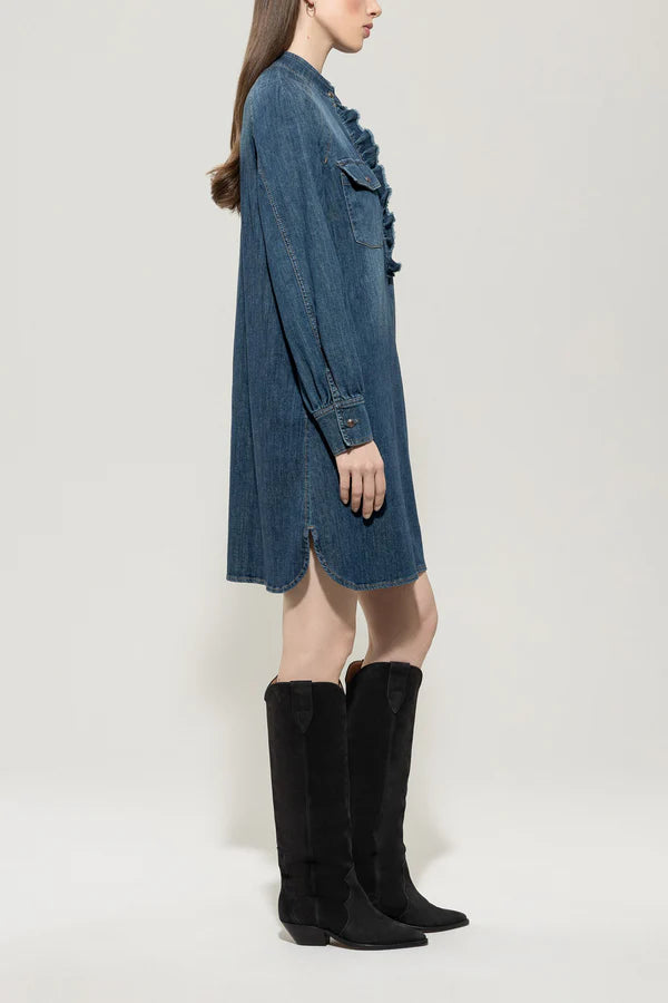 DENIM DRESS WITH RUFFLE 728606